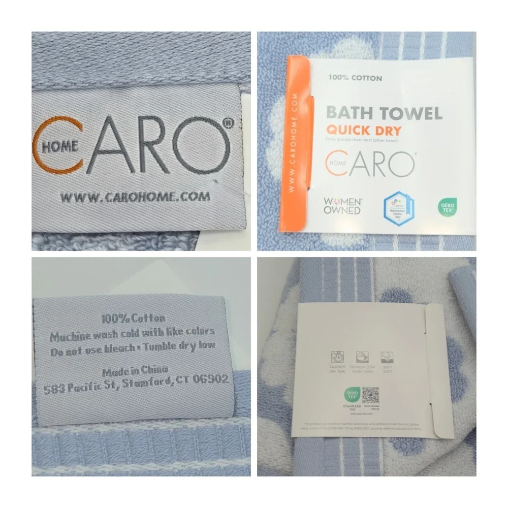 Caro Home 7pc Blue White Daisy Days Cotton Towel Set 3 Bath 2 Hand 2 Tip Cottage